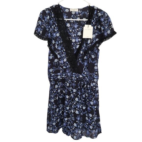 SANDRO Floral Lace Wrap Style Romper 40 Cocktail Wedding Cottage Farmhouse - Picture 2 of 10
